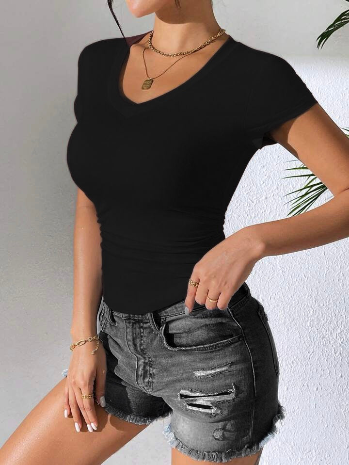 Badi Kısa Kol - V Yaka