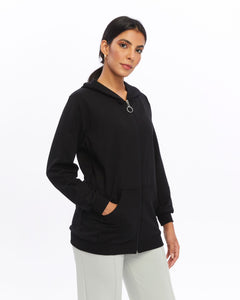 Fermuarlı Kapüşonlu Sweatshirt | 2 İplik Şardonsuz Toptan – KEBRAS