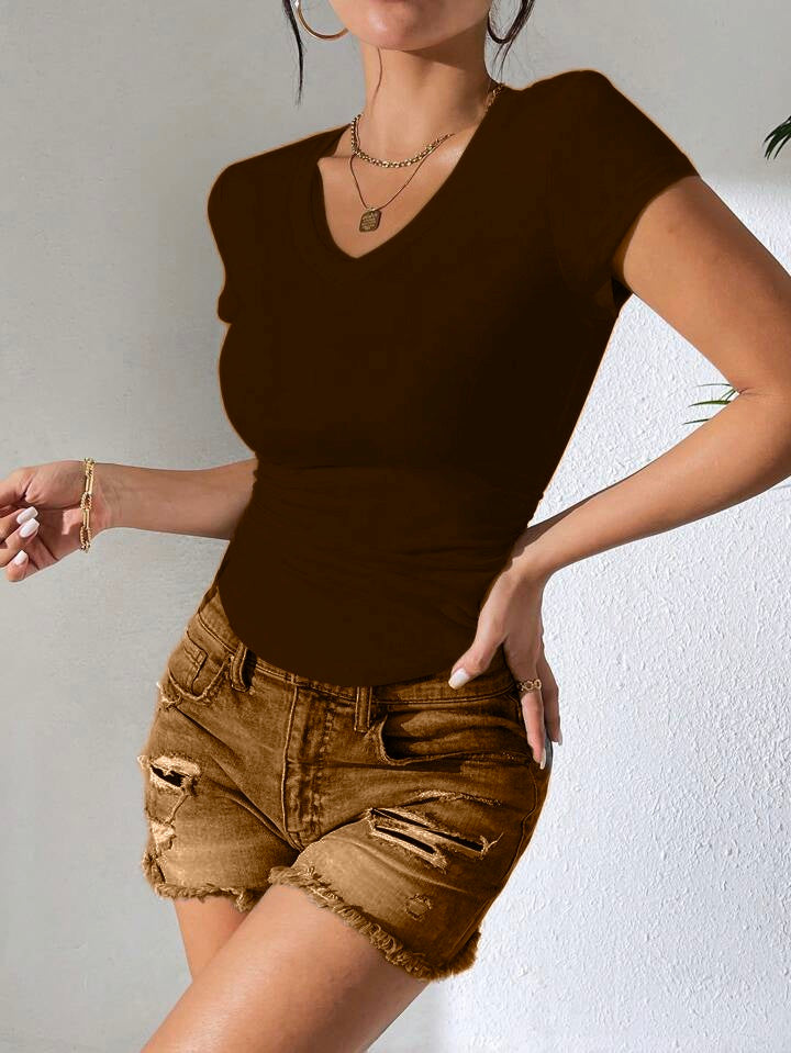 Badi Kısa Kol - V Yaka